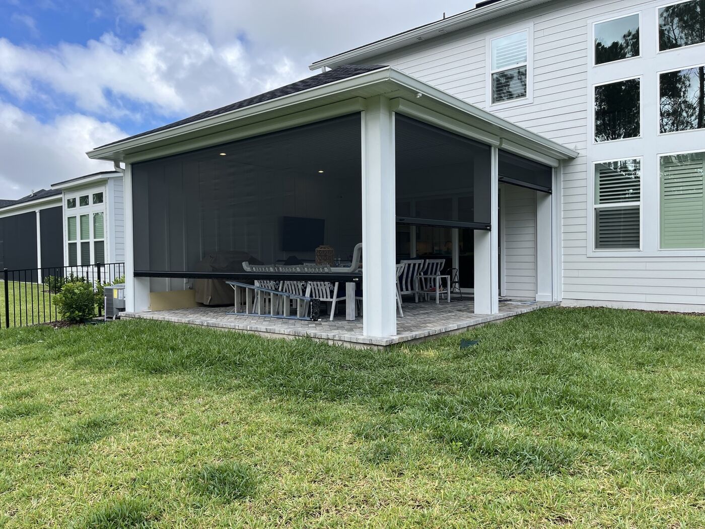 Lanai with motorized retractable screens